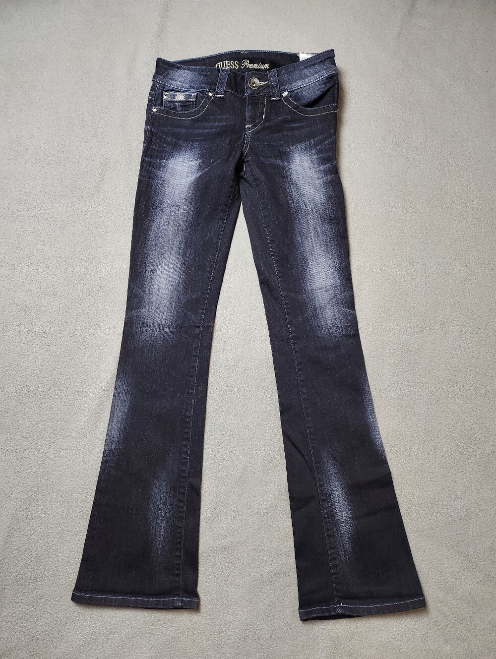 Guess Premium Daredevil Boot Cut Jeans stretch size 27 bootcut, whiskering